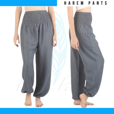 Boho Pants Solid Gray Harem Pants