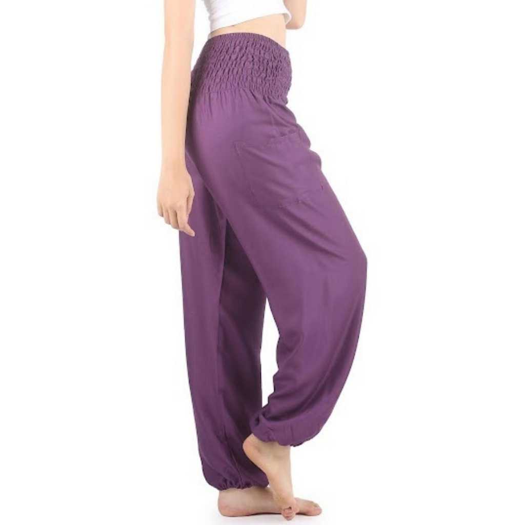 Boho Pants Solid Purple Yoga Pants