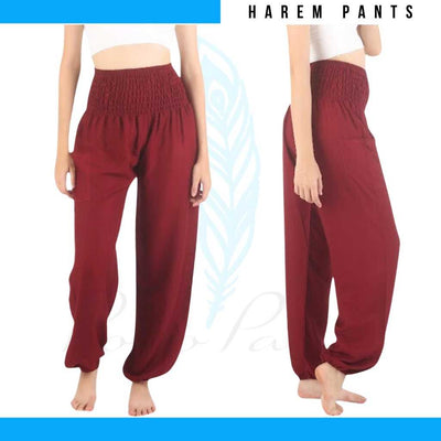 Boho Pants Solid Red Yoga Pants
