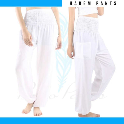Boho Pants Solid White Harem Pants