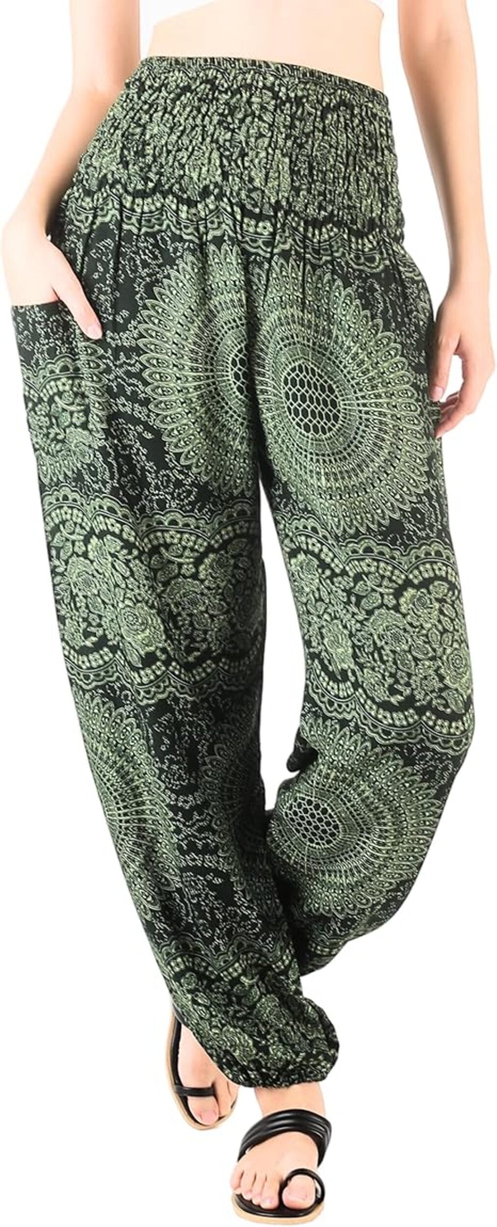 Boho Pants Mandala Green Yoga Pants