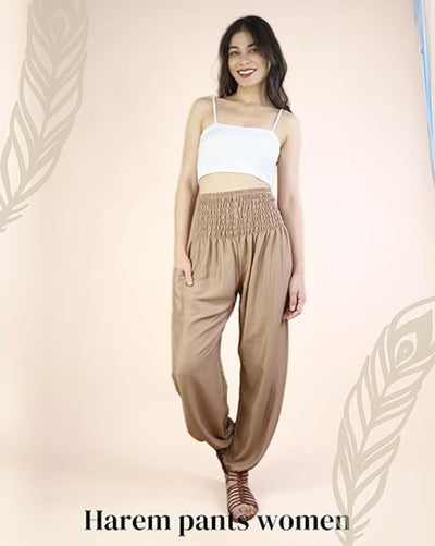 Boho Pants Solid Beige Yoga Pants