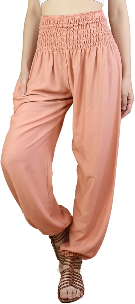 Boho Pants Solid Coral Yoga Pants