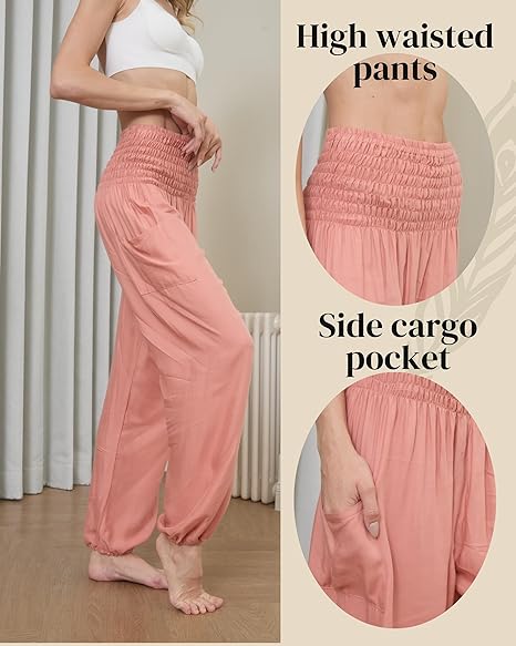 Boho Pants Solid Coral Yoga Pants