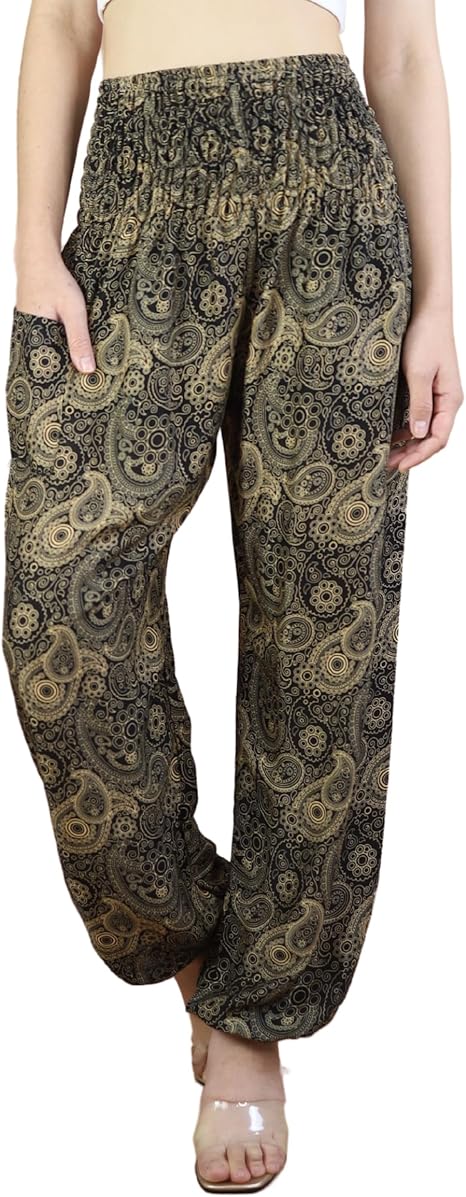Boho Pants Paisley Black Yoga Pants