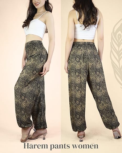 Boho Pants Paisley Black Yoga Pants