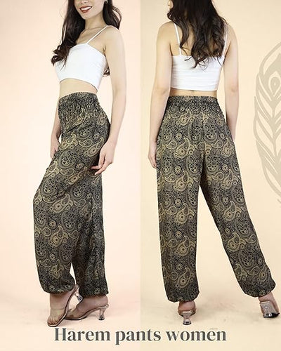 Boho Pants Paisley Black Yoga Pants