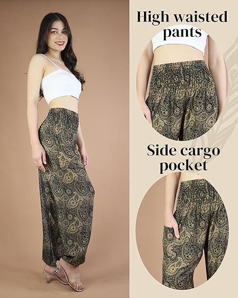 Boho Pants Paisley Black Yoga Pants