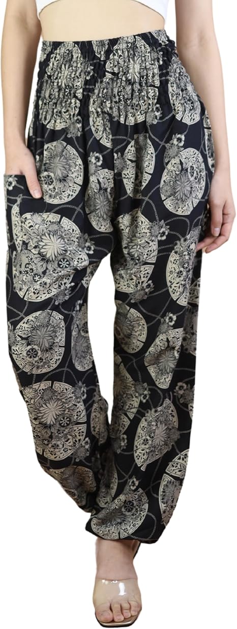 Boho Pants Rose Black Yoga Pants