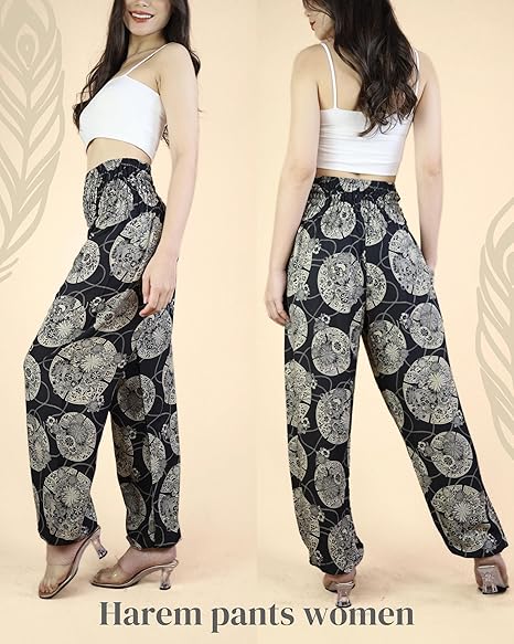Boho Pants Rose Black Yoga Pants