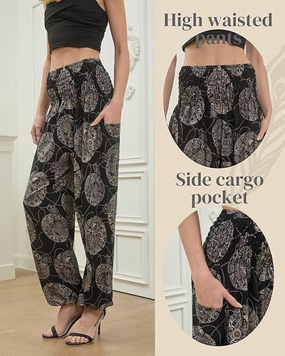 Boho Pants Rose Black Yoga Pants