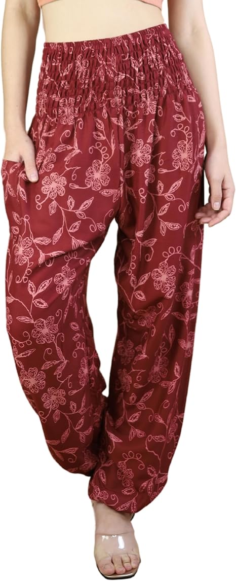 Boho Pants Flower Red Yoga Pants