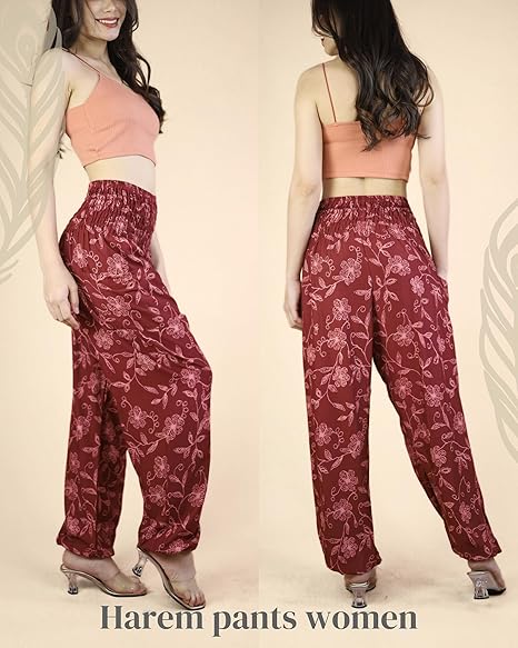 Boho Pants Flower Red Yoga Pants