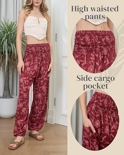 Boho Pants Flower Red Yoga Pants