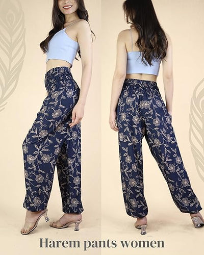 Boho Pants Flower Navy Yoga Pants