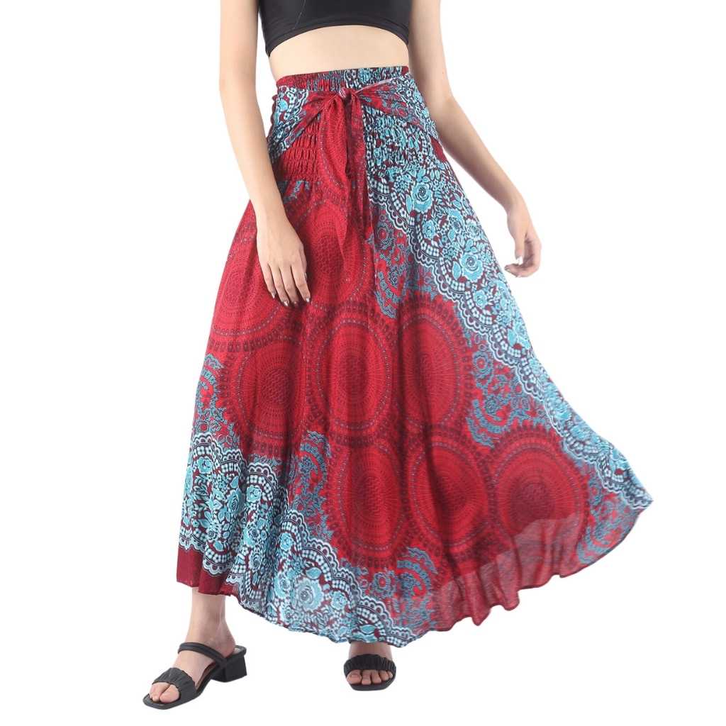 Honeycomb Red Hippie Skirt